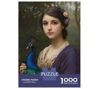 Rompecabezas para Adultos De 1000 Piezas Young Woman with Peacock Rompecabezas para Adultos Juego De Ingenio Análisis Y Lógica Cumpleaños Y Navidad 38x26cm/1000pcs