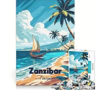 Rompecabezas para Adultos de 1000 Piezas Zanzíbar Tanzania Escena de Playa Tropical Juego Interactivo para Padres e Hijos cumpleaños y Navidad 38x52cm