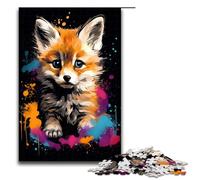 Rompecabezas para Adultos de 1000 Piezas Zorrito rodeado de Salpicaduras Muchos Rompecabezas de Colores Juegos educativos para el hogar Juguetes de Bricolaje Gran Regalo para Juegos 75 x 50 cm