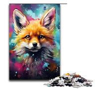 Rompecabezas para Adultos de 1000 Piezas Zorrito rodeado de Salpicaduras Rompecabezas Familiar Lleno de Colores y diversión Gran Regalo para Adolescentes a Partir de 14 años 75 x 50 cm