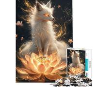 Rompecabezas para Adultos de 1000 Piezas Zorro Blanco sobre Loto Juego práctico e Intelectual Regalos para Hombres y Mujeres Alivia el estrés (tamaño 38x26cm)