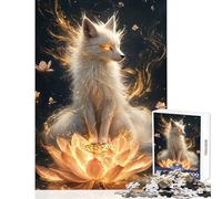 Rompecabezas para Adultos de 1000 Piezas: Zorro Blanco sobre Loto Juguetes antiestrés Regalos para Mujeres y Hombres Juego Educativo desafiante Tamaño 50x75cm