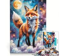 Rompecabezas para Adultos de 1000 Piezas Zorro Caminando Entre Las Nubes, Juguetes antiestrés, decoración Perfecta, Regalos de cumpleaños 38x52cm