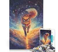 Rompecabezas para Adultos de 1000 Piezas: Zorro Celestial Corriendo por un Cielo Estrellado Juego práctico, Actividades Divertidas para Hacer en casa, fortalece el Amor Entre Parejas 38x26cm