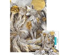 Rompecabezas para Adultos de 1000 Piezas Zorro de Nueve Colas Elegancia Rompecabezas para Adultos Juguetes antiestrés Difícil Regalo de cumpleaños Regalos (tamaño 38x26cm)