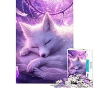 Rompecabezas para Adultos de 1000 Piezas Zorro durmiendo en un atrapasueños Rompecabezas de Juguete para Adultos Decoración de Pared Regalos para Mujeres Amigos y Familiares (tamaño 38x52cm)