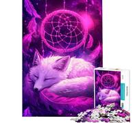Rompecabezas para Adultos de 1000 Piezas Zorro en atrapasueños Rompecabezas Luminosos para Adultos Juguetes antiestrés difícil Regalo de cumpleaños Regalos (tamaño 50x75cm)