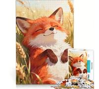 Rompecabezas para Adultos de 1000 Piezas Zorro Feliz en un Campo de Trigo, Juegos Divertidos, Carrera de Velocidad, colección de Artistas, Bellas Artes 38x26cm