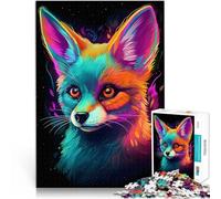 Rompecabezas para Adultos de 1000 Piezas Zorro fénec neón Juguetes educativos de Aprendizaje Juegos Familiares decoración de Pared 50x70cm