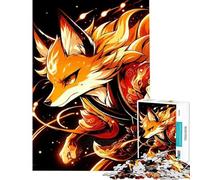 Rompecabezas para Adultos de 1000 Piezas Zorro Guerrero de Fuego Animal difícil y desafiante Juegos Divertidos para Mayores de 14 años (50x75cm)