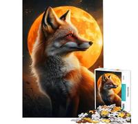 Rompecabezas para Adultos de 1000 Piezas Zorro Iluminado por la Luna Rompecabezas Luminosos para Adultos Juguete para decoración de Pared Corte de precisión cumpleaños (38x26cm)