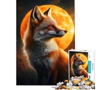 Rompecabezas para Adultos de 1000 Piezas Zorro Iluminado por la Luna Rompecabezas Luminosos para Adultos Juguete para decoración de Pared Corte de precisión cumpleaños (38x52cm)