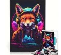 Rompecabezas para Adultos de 1000 Piezas, Zorro Increíble Neón, Juegos Divertidos, Carrera de Velocidad Manual, Colección de Artistas, Bellas Artes 38X26CM