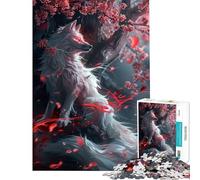 Rompecabezas para Adultos de 1000 Piezas Zorro Kitsune Blanco desafiante de completar difícil Juego práctico Adecuado para Personas de 14 años en adelante 50x75cm