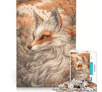Rompecabezas para Adultos de 1000 Piezas Zorro Kitsune en un Bosque otoñal, Juguete Educativo, para Pasar el Tiempo en casa, Regalo de cumpleaños, Regalos 50x75cm
