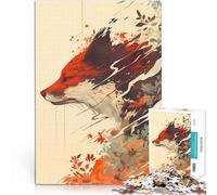 Rompecabezas para Adultos de 1000 Piezas Zorro Rojo Entre Hojas de otoño Juego Intelectual Colección de Artistas, Bellas Artes 52x38cm