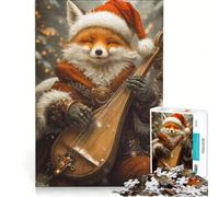 Rompecabezas para Adultos de 1000 Piezas Zorro Tocando el laúd en Invierno Juegos relajantes y Divertidos para Disfrutar en casa Actividades para Fortalecer el Amor en Pareja 38x52cm