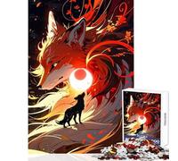 Rompecabezas para Adultos de 1000 Piezas: Zorro y Lobo bajo la Luna Juguete Educativo Regalo de Amigo Secreto Juegos Divertidos para Mejorar el Amor en Pareja tamaño 50x75cm