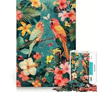 Rompecabezas para Adultos de 1000s con diseño de pájaros Tropicales y Flores de Hibisco de Bordes precisos Juguete Creativo para desarrollar la Creatividad Juego para Pasar un rato Agradable