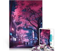 Rompecabezas para Adultos de 2000 Piezas Calle Sakura de neón de Tokio Análisis y lógica con Piezas de Formas aleatorias Que se entrelazan Completamente 70x100cm