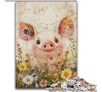 Rompecabezas para Adultos de 2000 Piezas: Cerdo de Acuarela, desafiante, Divertido y Divertido, con póster y Hoja de Trivia a Juego, 70x100cm