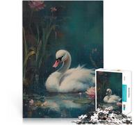 Rompecabezas para Adultos de 2000 Piezas Cisne Blanco en el Estanque Diversión Familiar Cada Pieza es única: un desafiante y Divertido Juego Familiar 70x100cm
