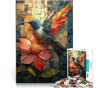Rompecabezas para Adultos de 2000 Piezas Colibrí Vibrante y Flor en vitral Juego Familiar para y Gran Regalo para Juegos 70x100cm