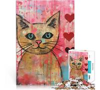 Rompecabezas para Adultos de 2000 Piezas Cuadro de Gato de San Valentín con Corazones desafío Educativo Una Obra de Arte 70x100cm