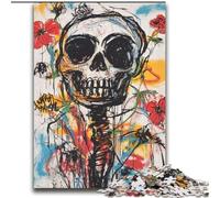 Rompecabezas para Adultos de 2000 Piezas Estilo Basquiat con Flores y Calaveras Difícil de completar, Pero Divertido y Divertido Decoración hogar 70x100cm