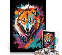 Rompecabezas para Adultos de 2000 Piezas Estilo de Grafiti de Cabeza de Lobo Juego de Preguntas Regalo de cumpleaños, Regalos 70x100cm