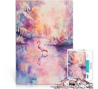 Rompecabezas para Adultos de 2000 Piezas Flamenco Rosado en un Paisaje acuático Actividad Familiar Regalo de Obra de Arte 70x100cm