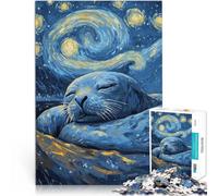 Rompecabezas para Adultos de 2000 Piezas Foca de la Noche Estrellada Juego de Preguntas con Piezas de Formas aleatorias Que se entrelazan Completamente 70x100cm