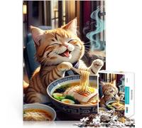 Rompecabezas para Adultos de 2000 Piezas Gato Feliz Comiendo Ramen Juguetes de Juego Cada Pieza es única: un desafiante y Divertido Juego Familiar 70x100cm