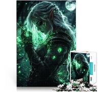 Rompecabezas para Adultos de 2000 Piezas Guerrero Elfo con Magia Verde Juguetes de Juego Decoración de Pared cumpleaños y Navidad 70x100cm