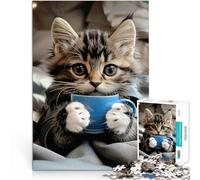 Rompecabezas para Adultos de 2000 Piezas Lindo Gato Tomando café Juguete de desafío de Juego Educativo Regalos de Amigo Secreto 70x100cm