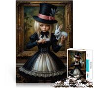 Rompecabezas para Adultos de 2000 Piezas Niña Victoriana con Conejo, Inspirada en Alicia en el país de Las Maravillas Juegos educativos Apto para Parejas 70x100cm