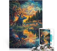 Rompecabezas para Adultos de 2000 Piezas “Pintura a Color de Ciervos” Hecho de Papel，para Mayores de 14 años Decoración Juego de Navidad Regalos para Mujeres。tamaño：70x100cm