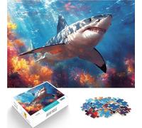 Rompecabezas para Adultos de 2000 Piezas Pintura del Gran tiburón Blanco Hecho de Papel，para Mayores de 14 años Juegos Divertidos para la Familia Mejorar el Amor Entre Parejas。tamaño：70x100cm