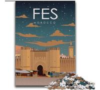 Rompecabezas para Adultos de 2000 Piezas, póster de Viaje de Fez, Marruecos, Juego Familiar para aliviar el estrés, desafío difícil, Potencia el Amor en Pareja, 70x100cm
