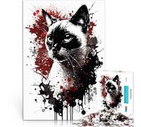 Rompecabezas para Adultos de 2000 Piezas Retrato de Gato siamés Entrena tu Cerebro y Tus Manos Decoración hogar 70x100cm