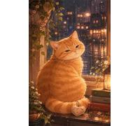 Rompecabezas para Adultos de 4000 Piezas | Gato Naranja Alféizar Ventana | Puzzle Terapéutico de Estimulación Mental y Desconexión Digital, Encaje, Idea de Regalo, 141x87 cm