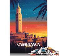 Rompecabezas para Adultos de 500 Piezas con póster de Viaje de Casablanca, Marruecos. Rompecabezas para Adultos de 500 Piezas Rompecabezas de desafío (52x38cm).