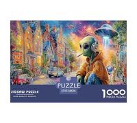 Rompecabezas para Adultos de Alien in Town: Alien by Village Scene, desafiante y Estimulante para la descompresión, 38 x 26 cm (1000 Piezas)