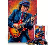 Rompecabezas para Adultos de Angus Young Guitarrista, 1000 Piezas, Poder Mental, Escape Relajante, Bordes Uniformes, (38x26cm)