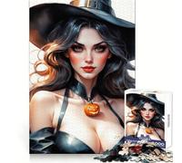 Rompecabezas para Adultos de Bruja con Calabaza, 1000 Piezas, para Pensar con claridad, relajación y Tranquilidad Bordes precisos (38x26cm)
