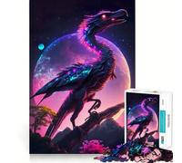 Rompecabezas para Adultos de Dinosaurios de Cuento de Hadas neón, 1000 Piezas, Juguete para desafiar la Mente, Tiempo de relajación, Corte de Calidad, Regalo preciado (50x75cm)