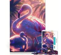 Rompecabezas para Adultos de Flamenco Rosa con Polluelo, 1000 Piezas, Juguete para ejercitar la Mente, Ideal para Relajarse y armar una Imagen, Regalo artístico (50x75cm)