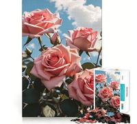 Rompecabezas para Adultos de Flores de Rosas Rosadas, 1000 Piezas, Juguete para ejercitar la Mente, Ideal para Relajarse y armar una Imagen, Regalo artístico (38x26cm)