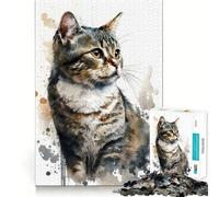 Rompecabezas para Adultos de Gato de Pelo Duro Americano,1000 Piezas,para desarrollar la Memoria,Ajuste Estable,sin Piezas Que se muevan,Compacto,Ideal para Jugar en Familia (50x75cm)