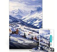 Rompecabezas para Adultos de la estación de esquí de Alpe d'Huez,1000 Piezas,Juego para estimular la Mente, Corte láser,Actividad Relajante para Grupos en Interiores (50x75cm)